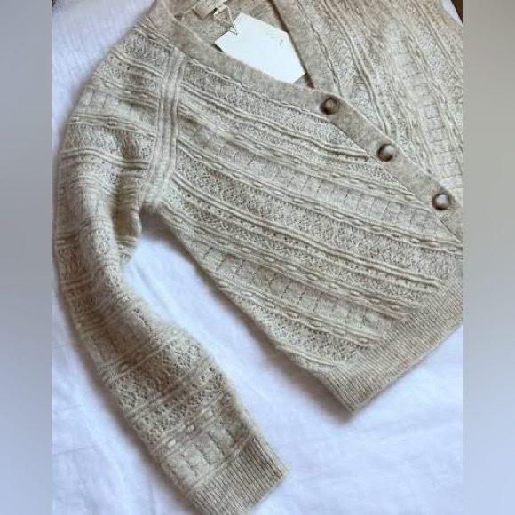 Sezane Eya Mottled Beige Cardigan - Picture 2 of 7